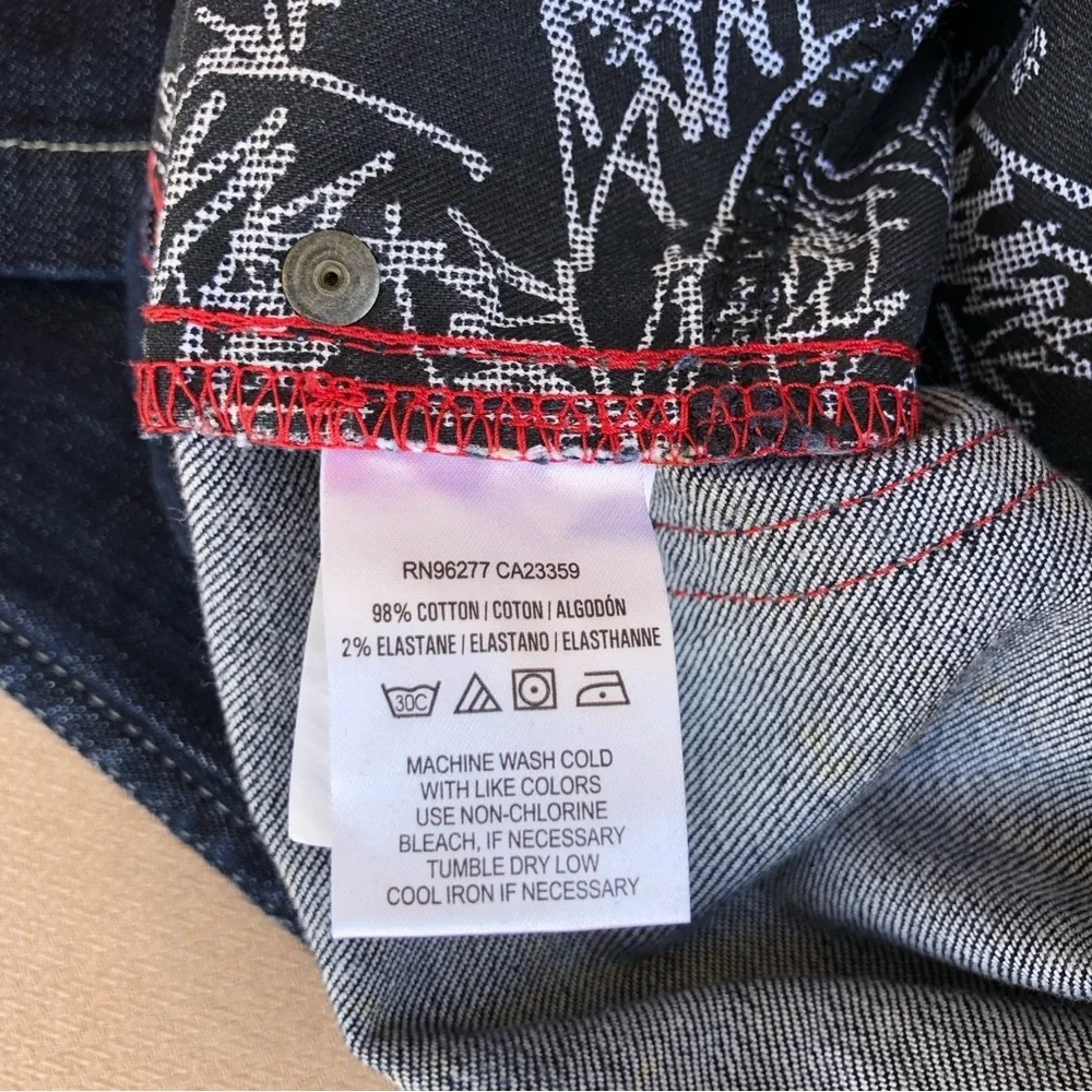 Vans RN96277 Cotton Blend Dark‎ Wash Whiskered Straight Leg Jeans Size 34